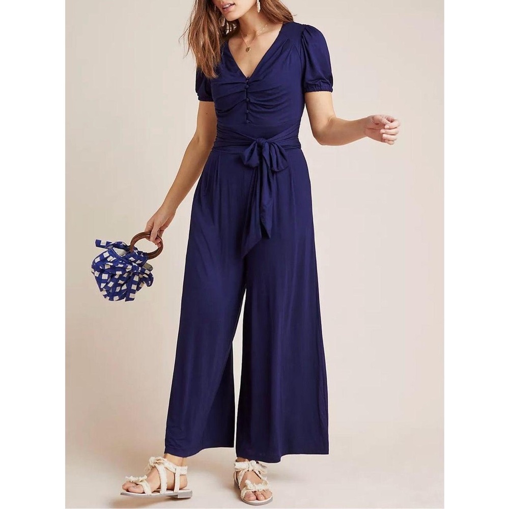 Anthropologie Maeve Imaginarium Navy Jumpsuit Size XS